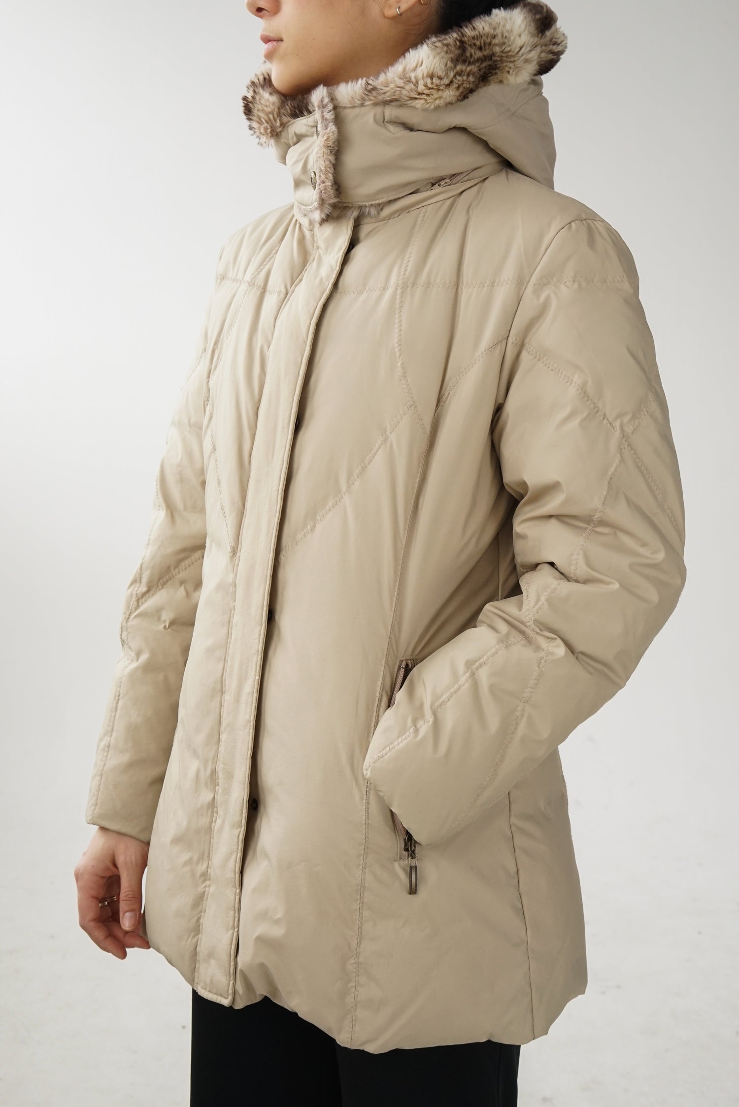 Jones Manteau en duvet avec fausse fourrure pour femme M