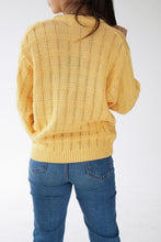 Charger l&#39;image dans la galerie, Veste vintage tricot en coton à boutons jaune Thalie pour femme taille M
