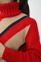 Load image into Gallery viewer, Chandail col roulé de ski vintage en pure laine vierge super doux pour femme taille S-M
