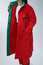 Load image into Gallery viewer, Long vintage 80s coat red unisex size M-L
