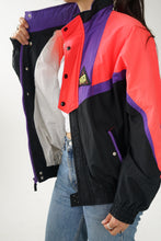 Load image into Gallery viewer, Manteau léger vintage avec int en coton Ho Sports noir et rose fluo unisex taille M
