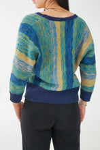 Load image into Gallery viewer, Cardignan 100% cachemire Lord &amp; Taylor vert et bleu pour femme taille M
