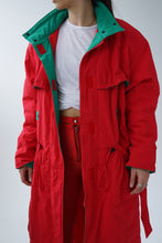 Charger l&#39;image dans la galerie, Manteau long vintage 80s rouge unisex M-L
