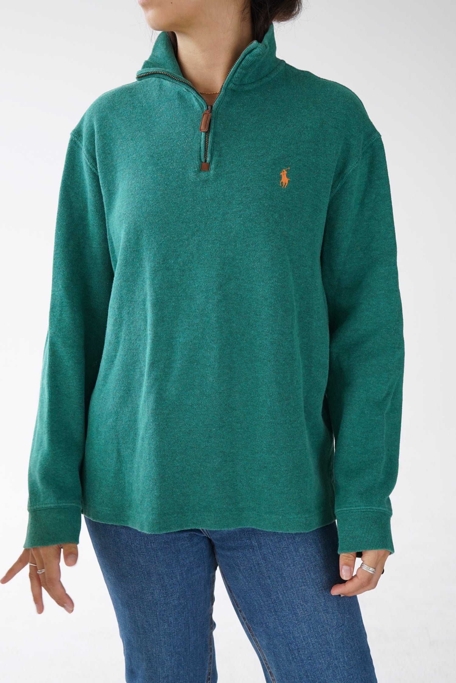 Chandail Polo à zip vert de Ralph Lauren pour homme taille M