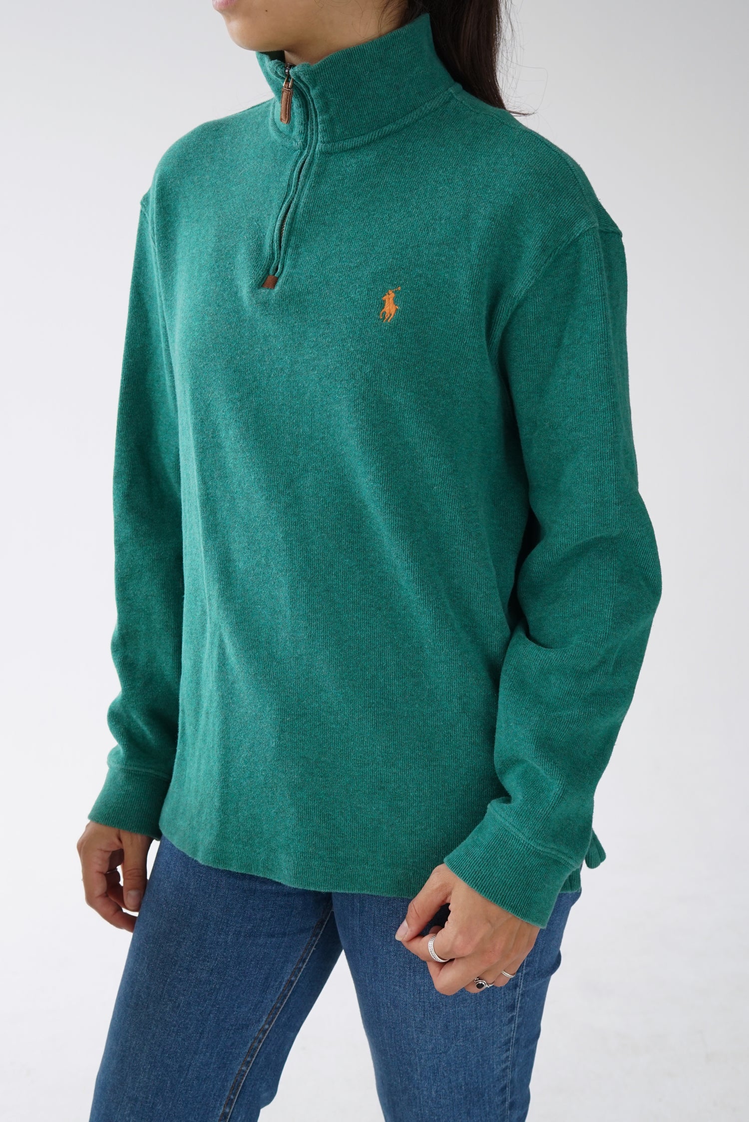 Chandail Polo à zip vert de Ralph Lauren pour homme taille M