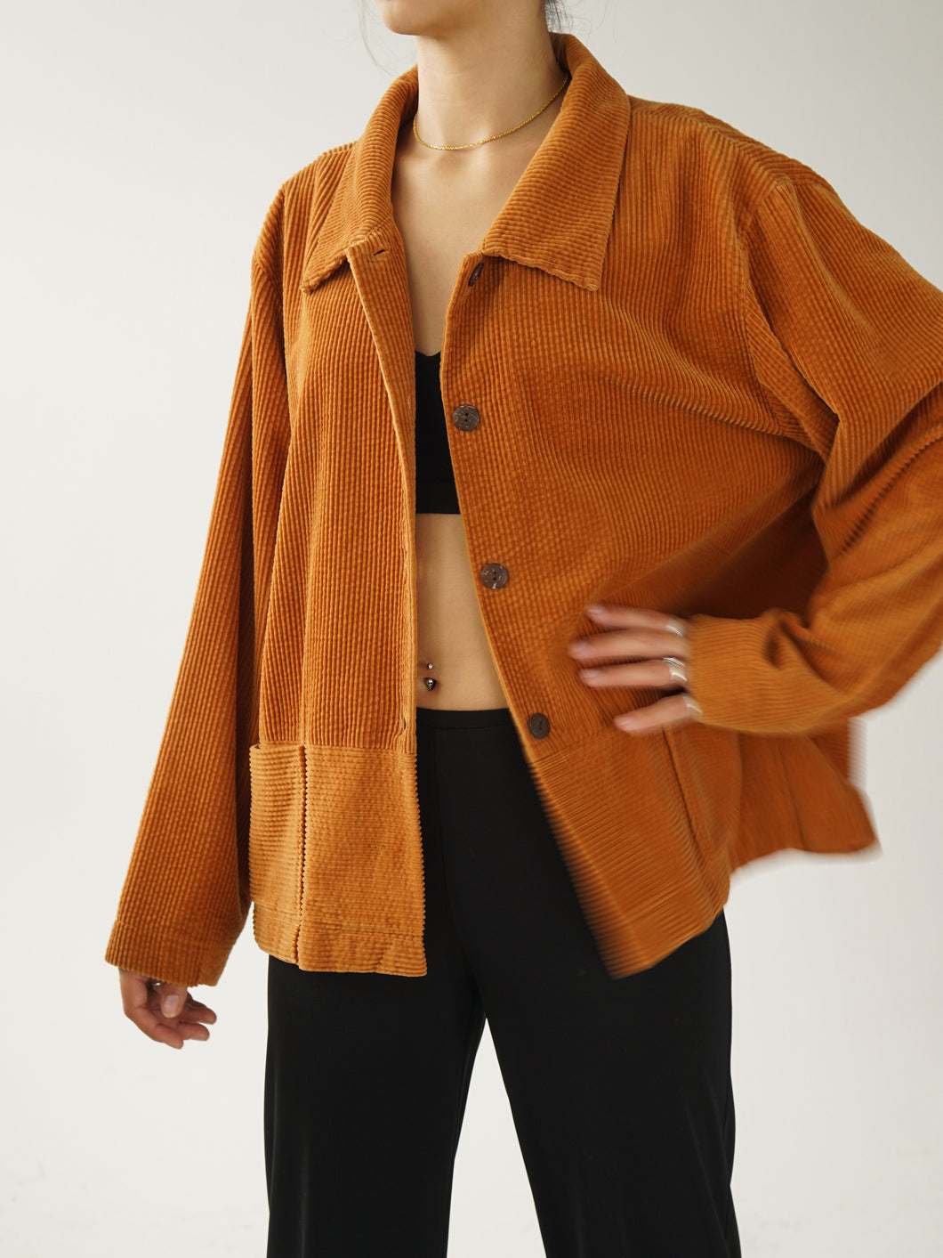 Vintage orange corduroy button jacket
