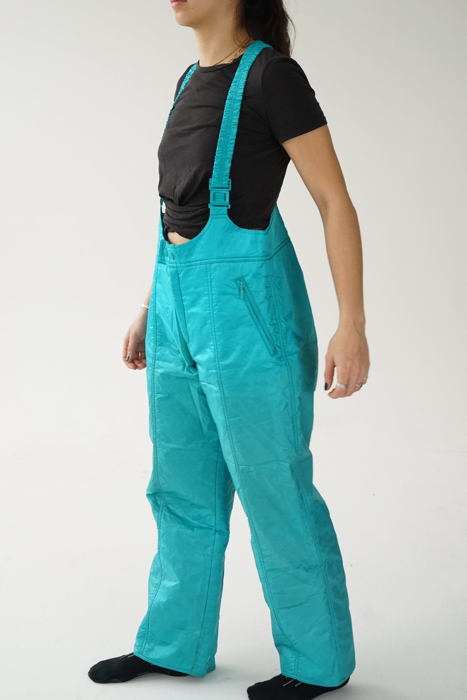 Men's Altitude Metallic Turquoise Snow Bib Pants Size 42 (M)