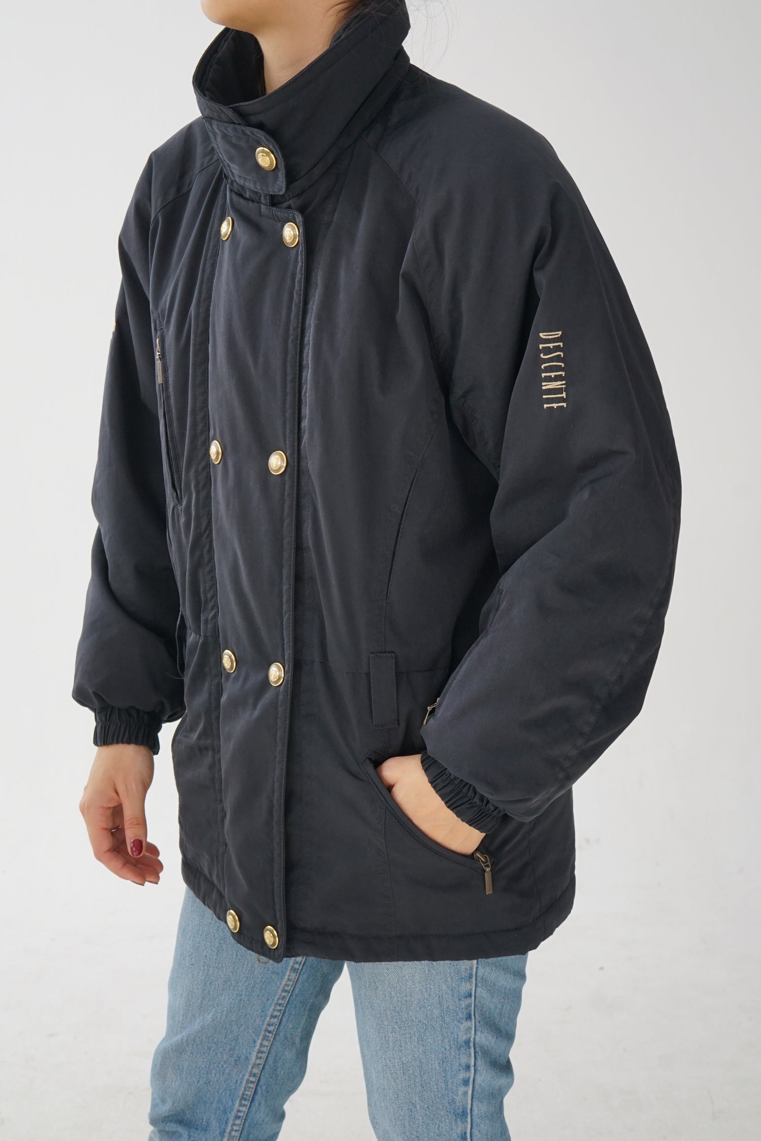 Manteau de ski mi-long Descente noir pour femme taille 8 (S)