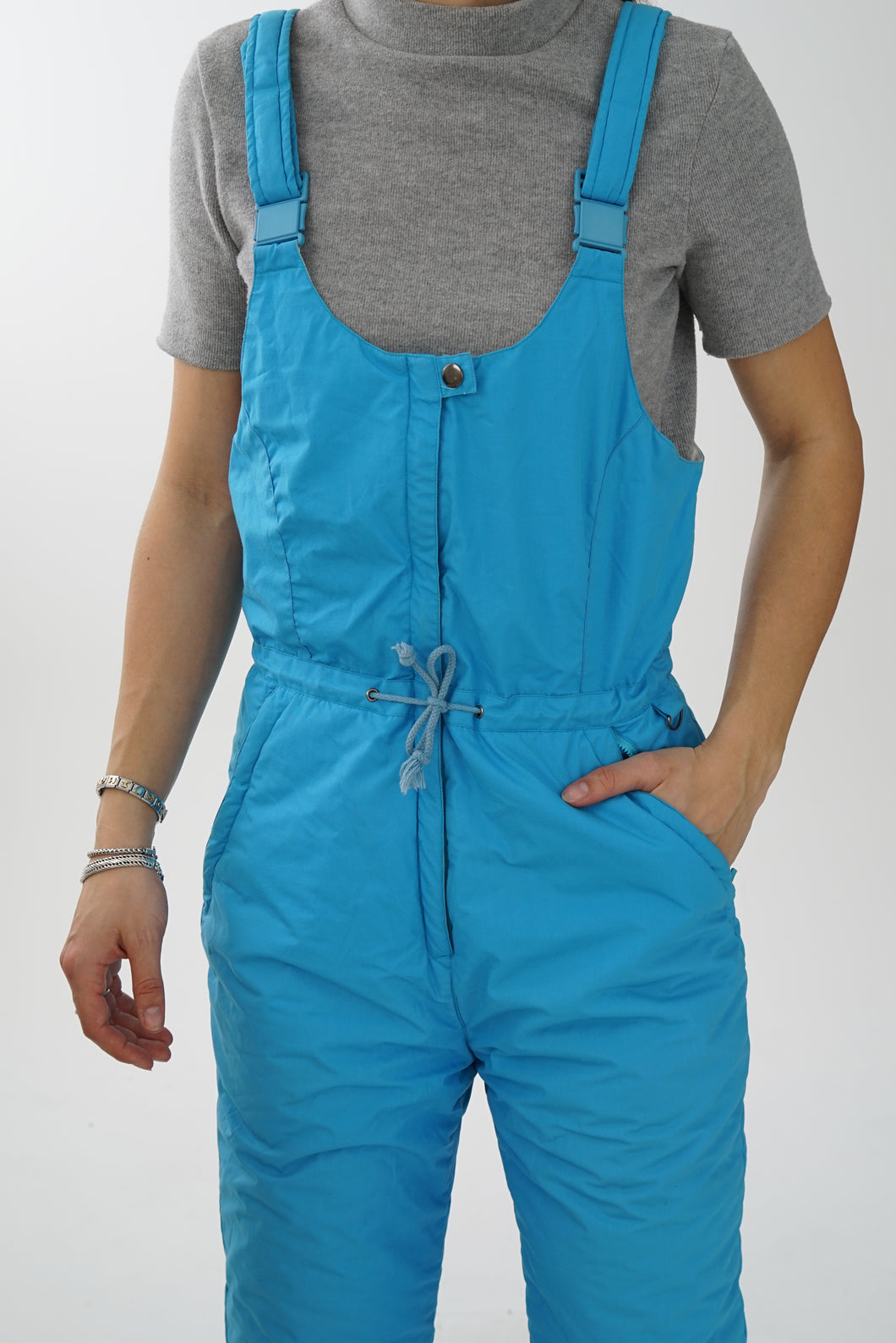 Vintage light blue overalls snow pants for women size 10 (S)
