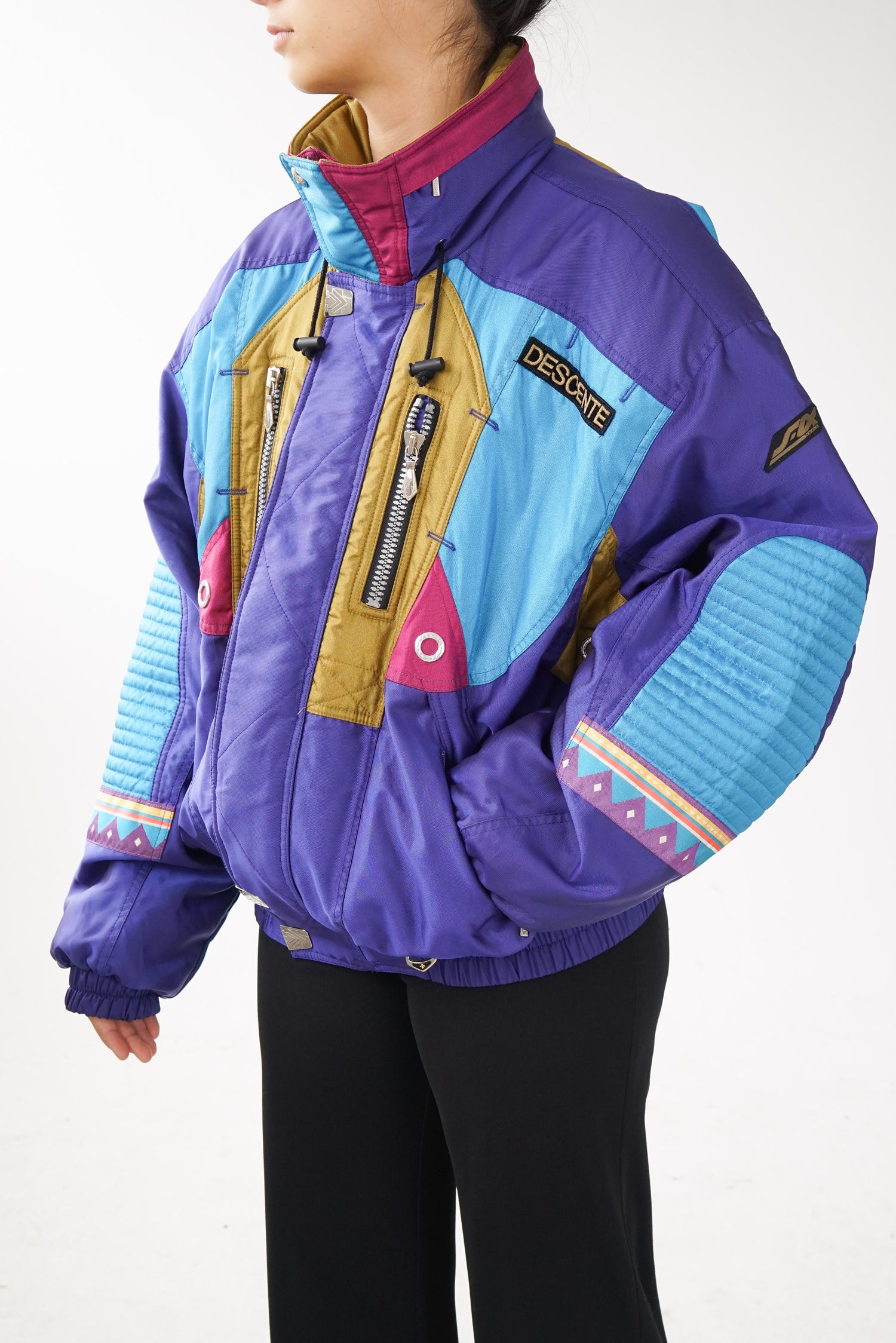 Manteau rétro ski vintage Descente à motifs étallique pour homme taille L