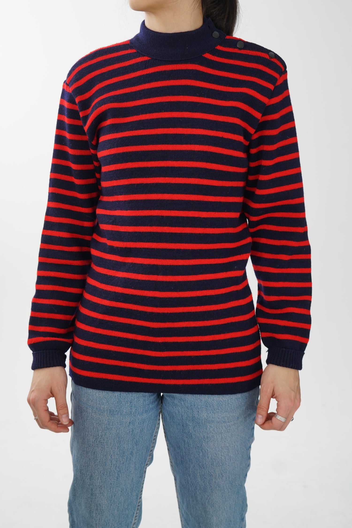 Chandail vintage de marin en pure laine vierge fait en France unisex taille M