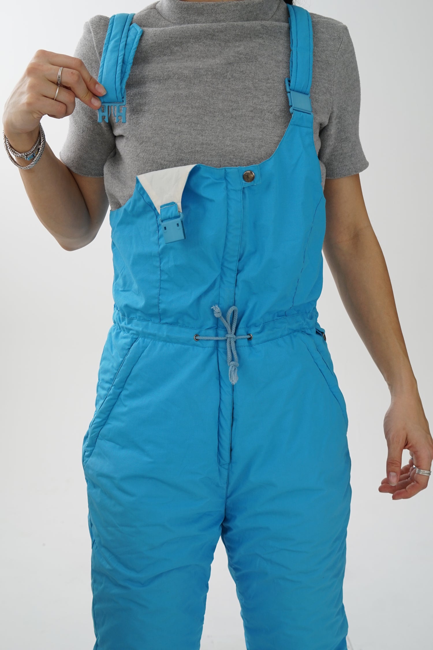 Vintage light blue overalls snow pants for women size 10 (S)