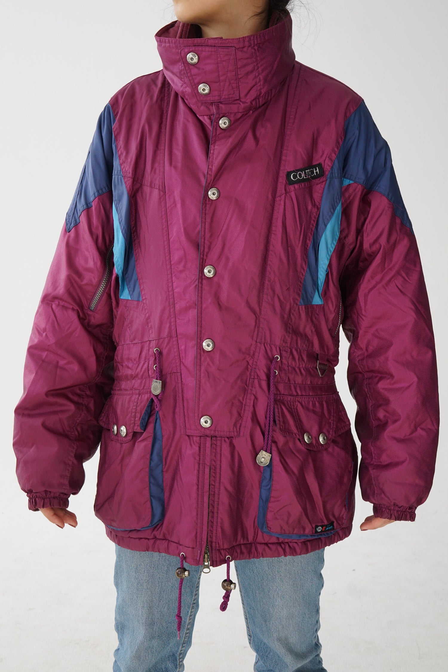 Manteau de ski rétro Coltech mauve métallique pour homme taille 38 (S-M)