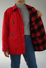 Load image into Gallery viewer, Manteau réversible en laine carotté rouge S

