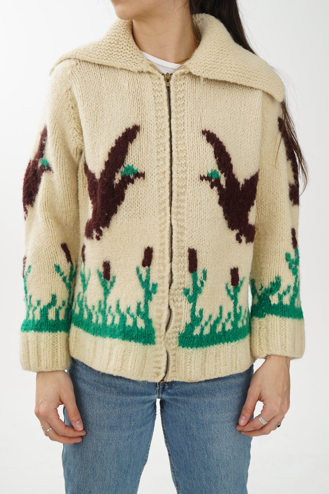 Manteau tricot en laine vintage thématique printemps unisex taille S-M