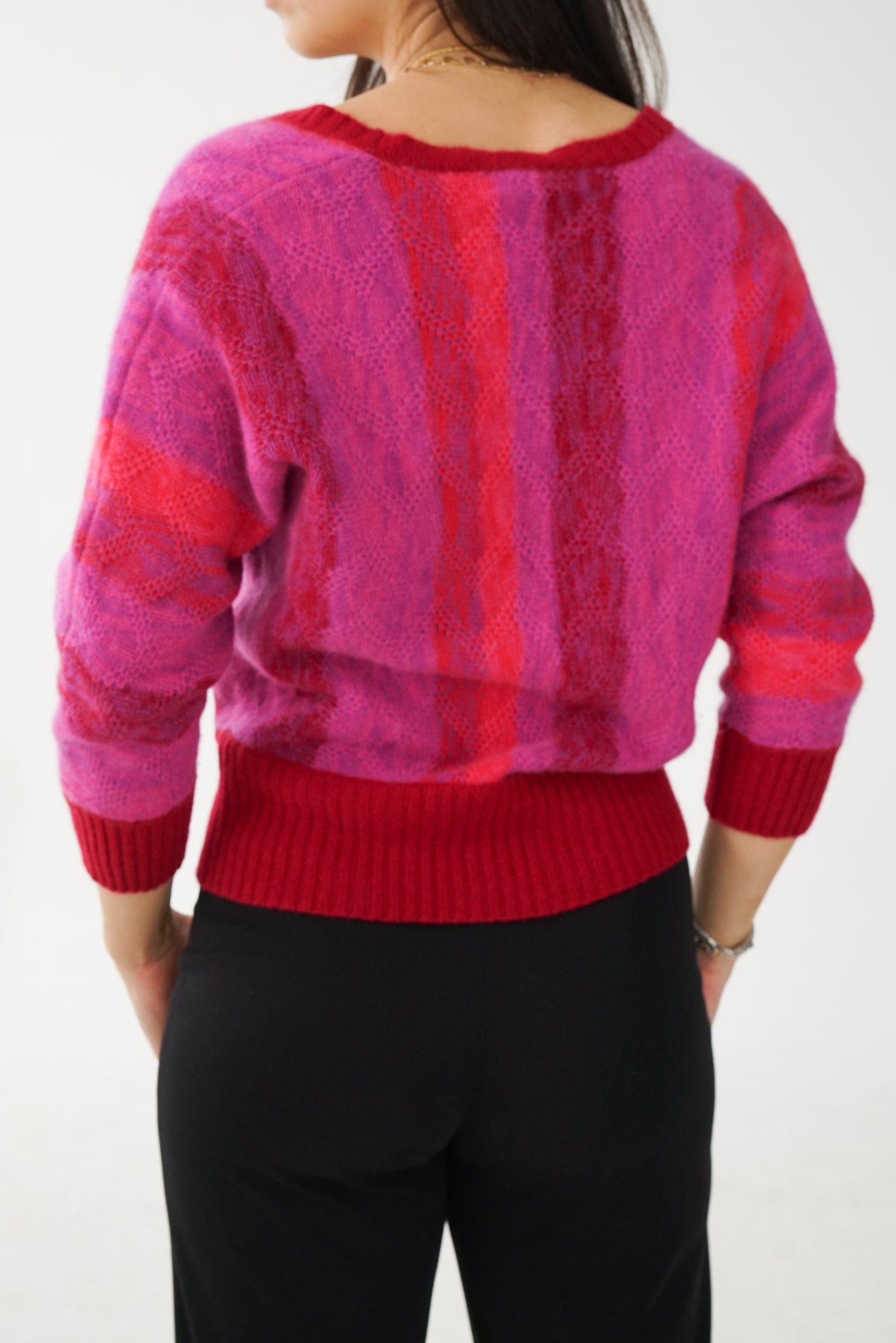 Cardigan vintage Lord & Taylor 100% cachemire rose pour femme taille M