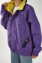Charger l&#39;image dans la galerie, Manteau léger vintage Lifa mauve avec int jaune unisex taille L-XL
