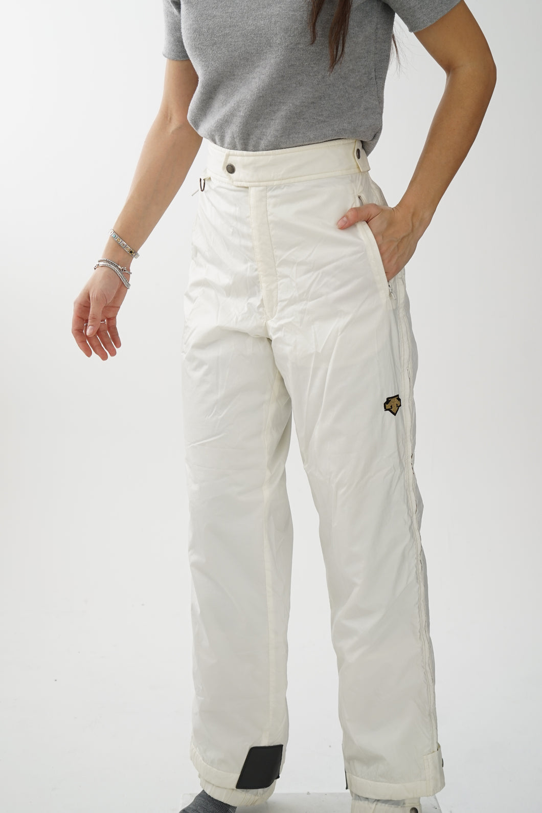 Pantalon de neige vintage Descente off-white unisex taille 34 (M)