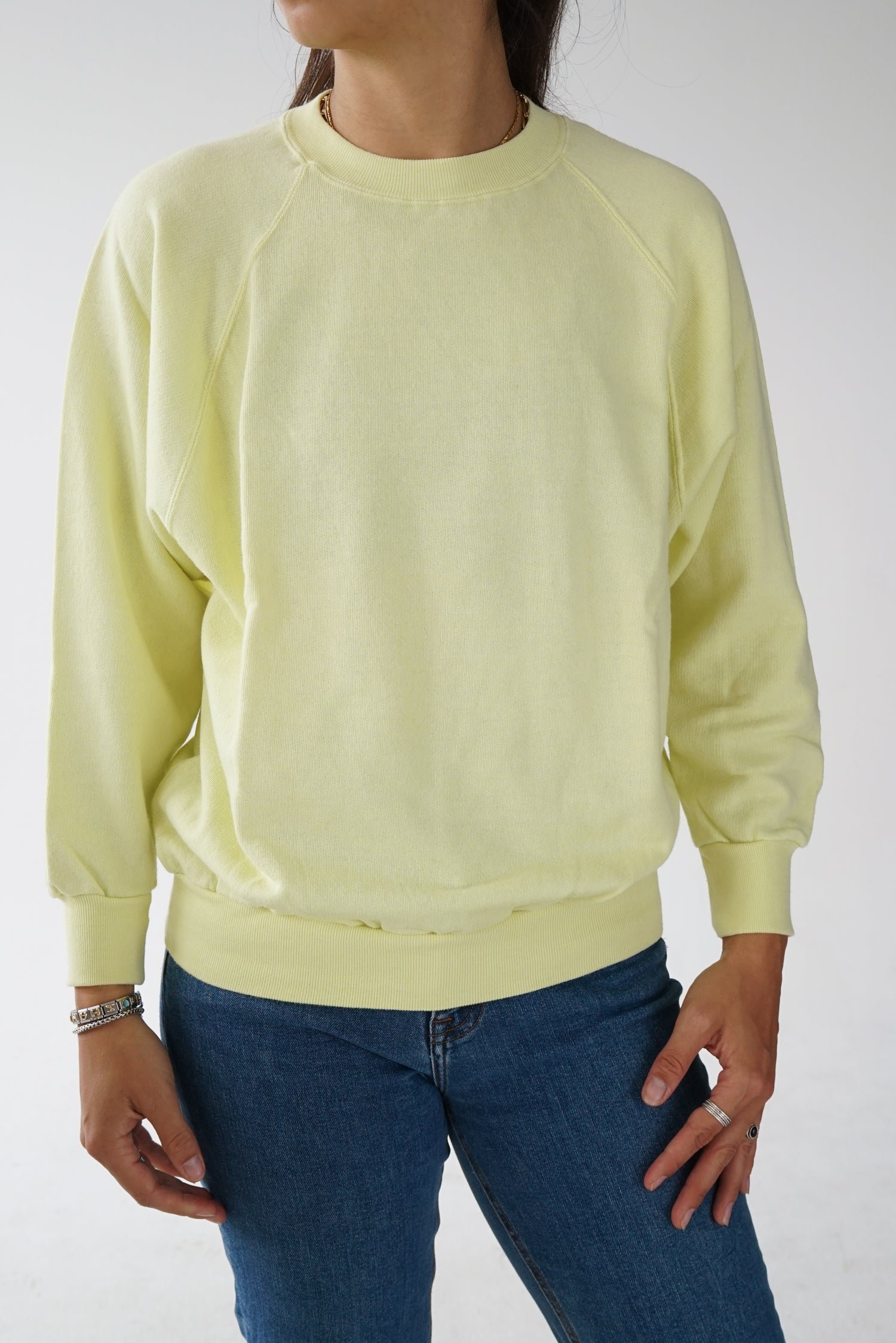 Crewneck vintage jaune pâle unisex taille M