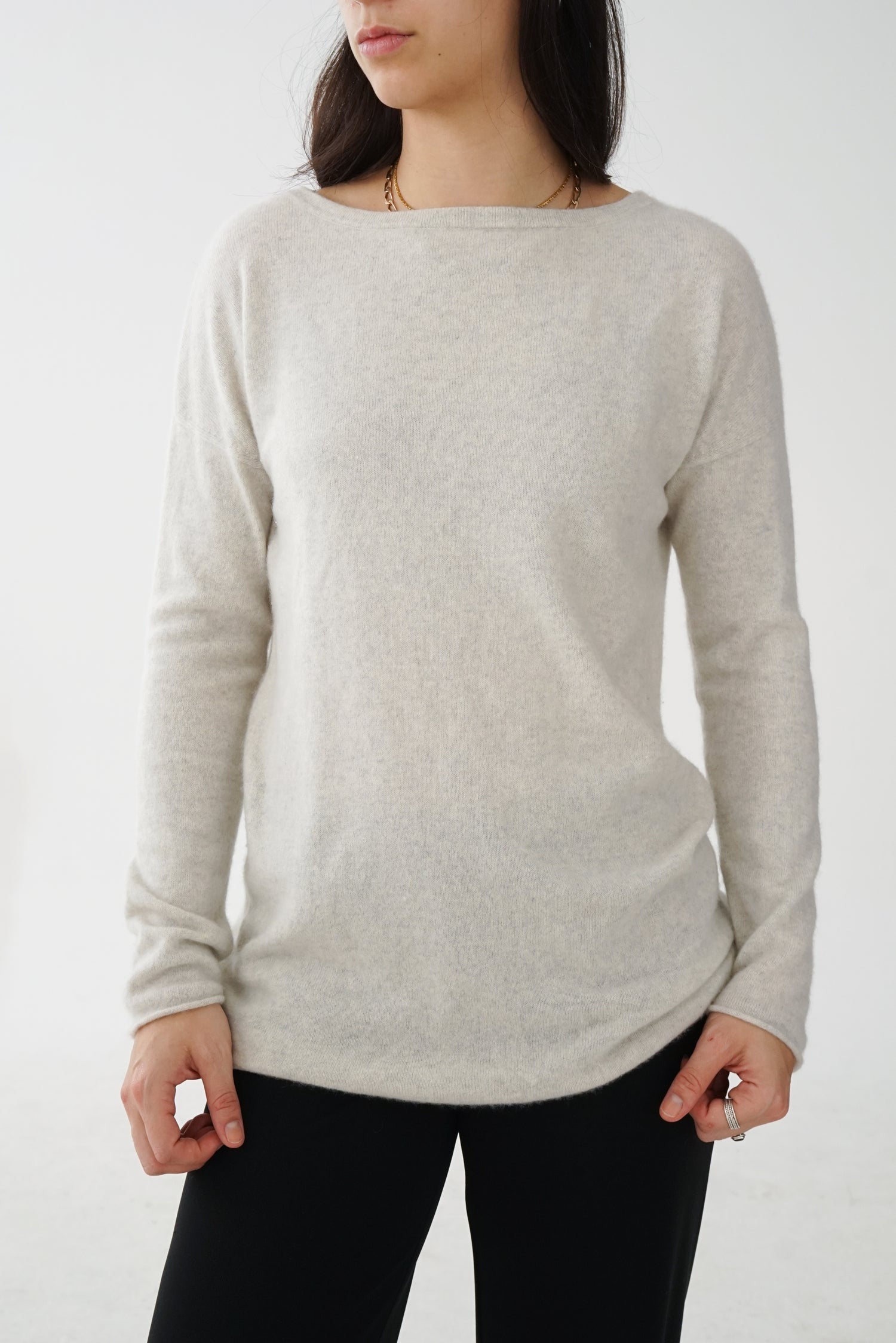 Chandail Lord & Taylor 100% cashmere gris pâle pour femme taille M