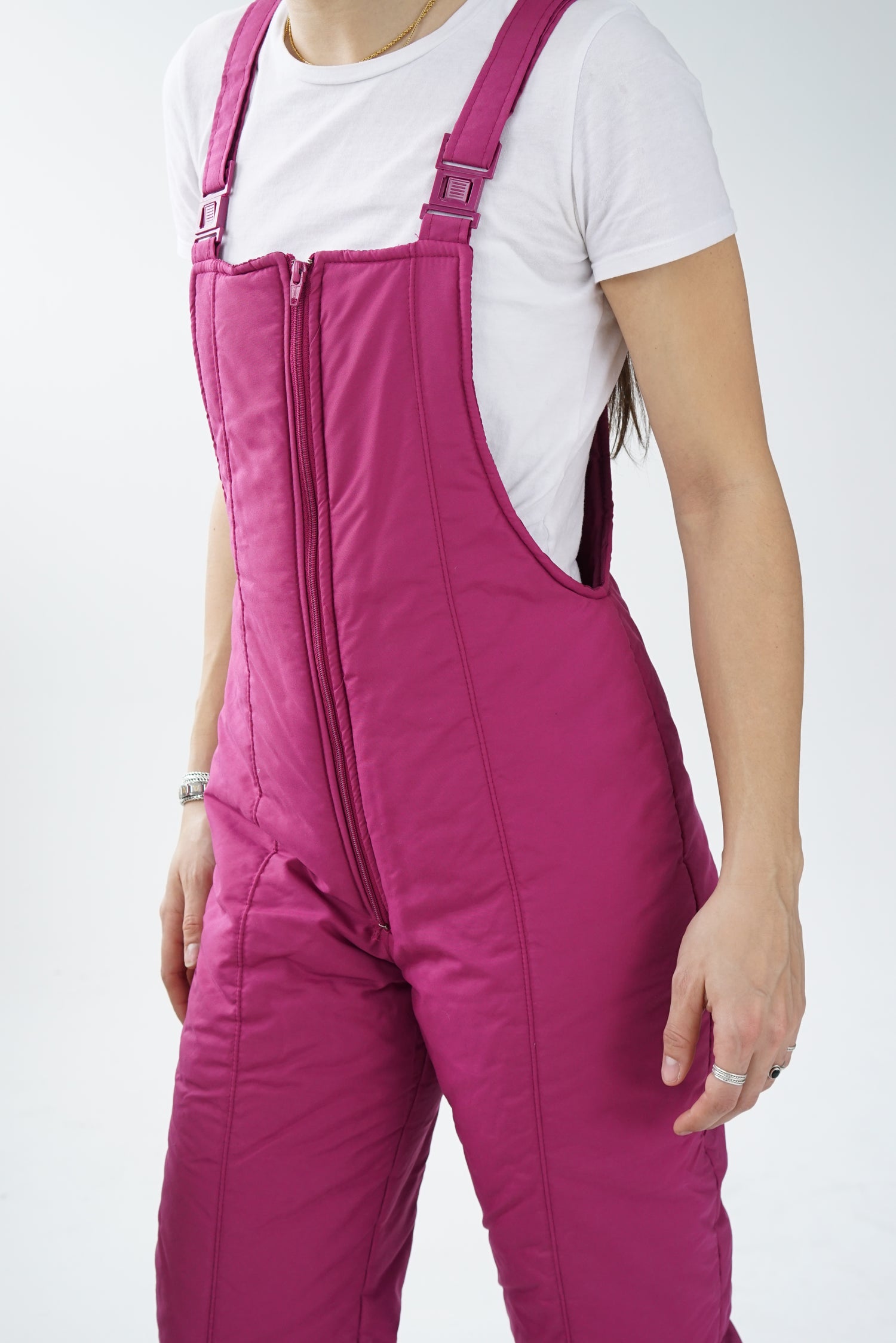 Vintage dark magenta overalls snow pants for women size S-M