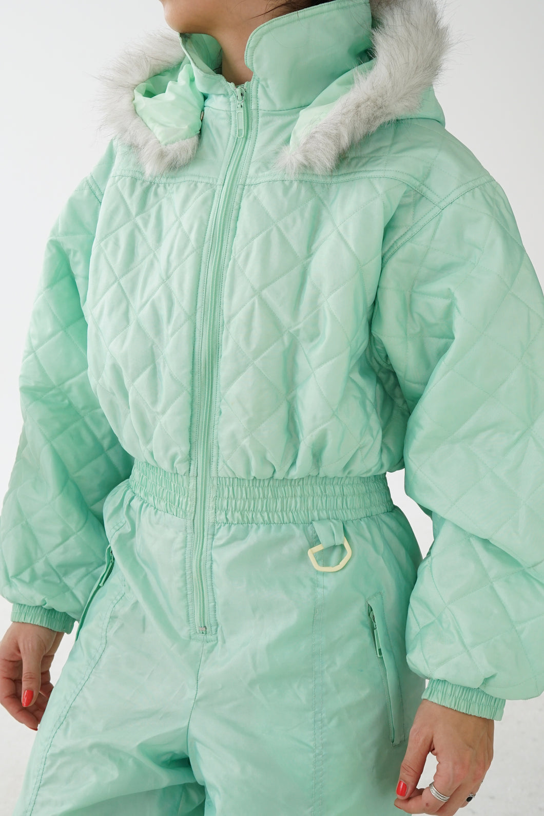 One piece vintage léger Winch Kiabi ski suit, snow suit vert menthe unisexe taille 38/40 (M)