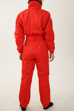 Load image into Gallery viewer, Vintage one piece Fera ski suit, red retro snow suit with faux fur size 8
