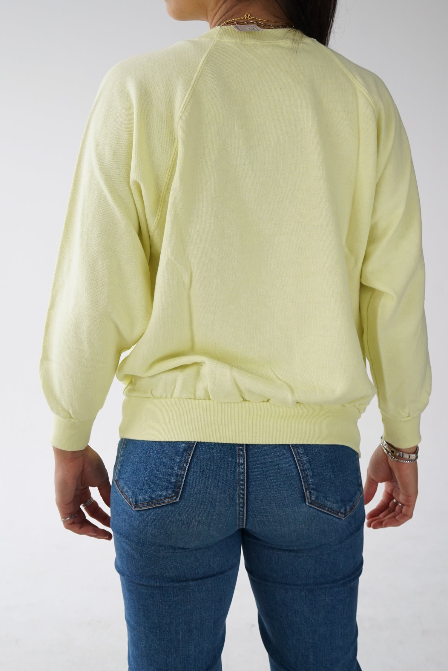 Crewneck vintage jaune pâle unisex taille M