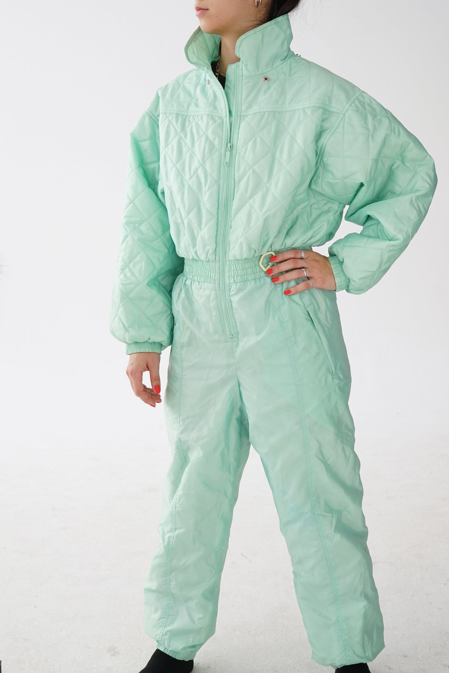 One piece vintage léger Winch Kiabi ski suit, snow suit vert menthe unisexe taille 38/40 (M)