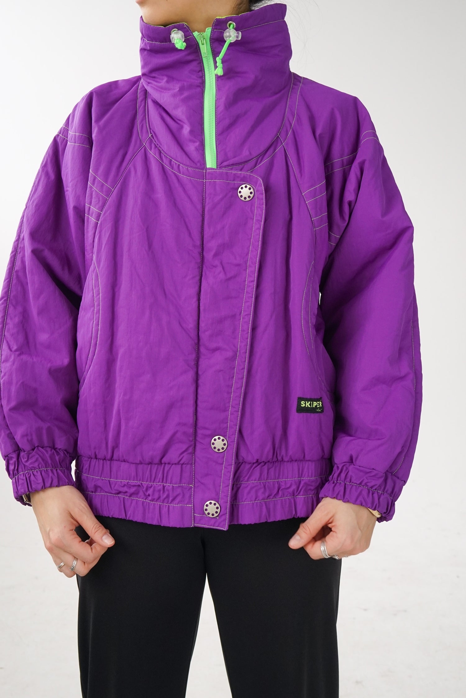 Skiper manteau rétro mauve pour femme taille S-M