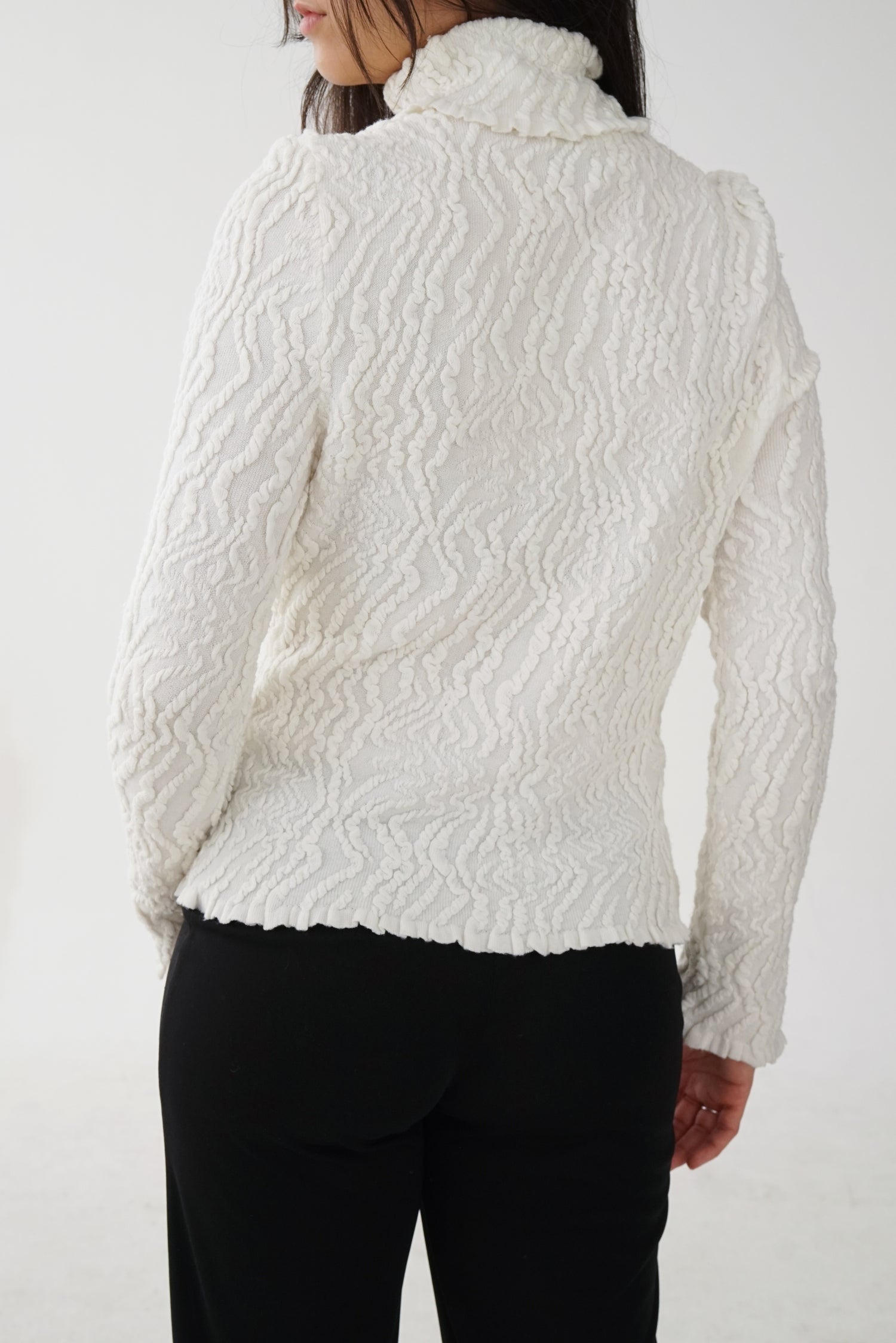 Chandail col roulé fait à Paris Clip Art blanc texturé pour femme taille M