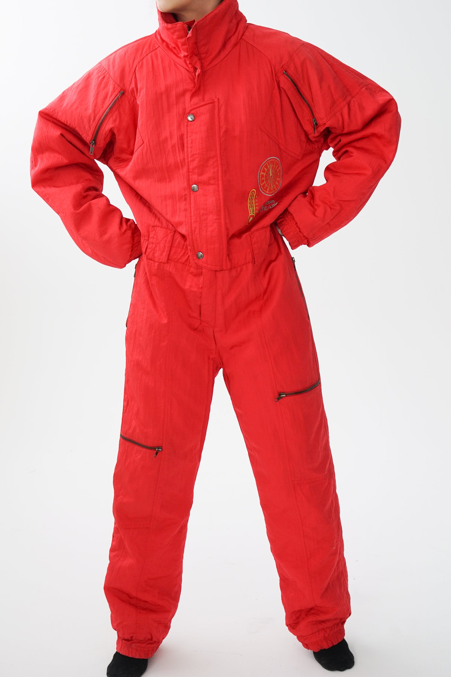 One piece vintage Artic-line ski suit, snow snow suit unisexe taille L-XL