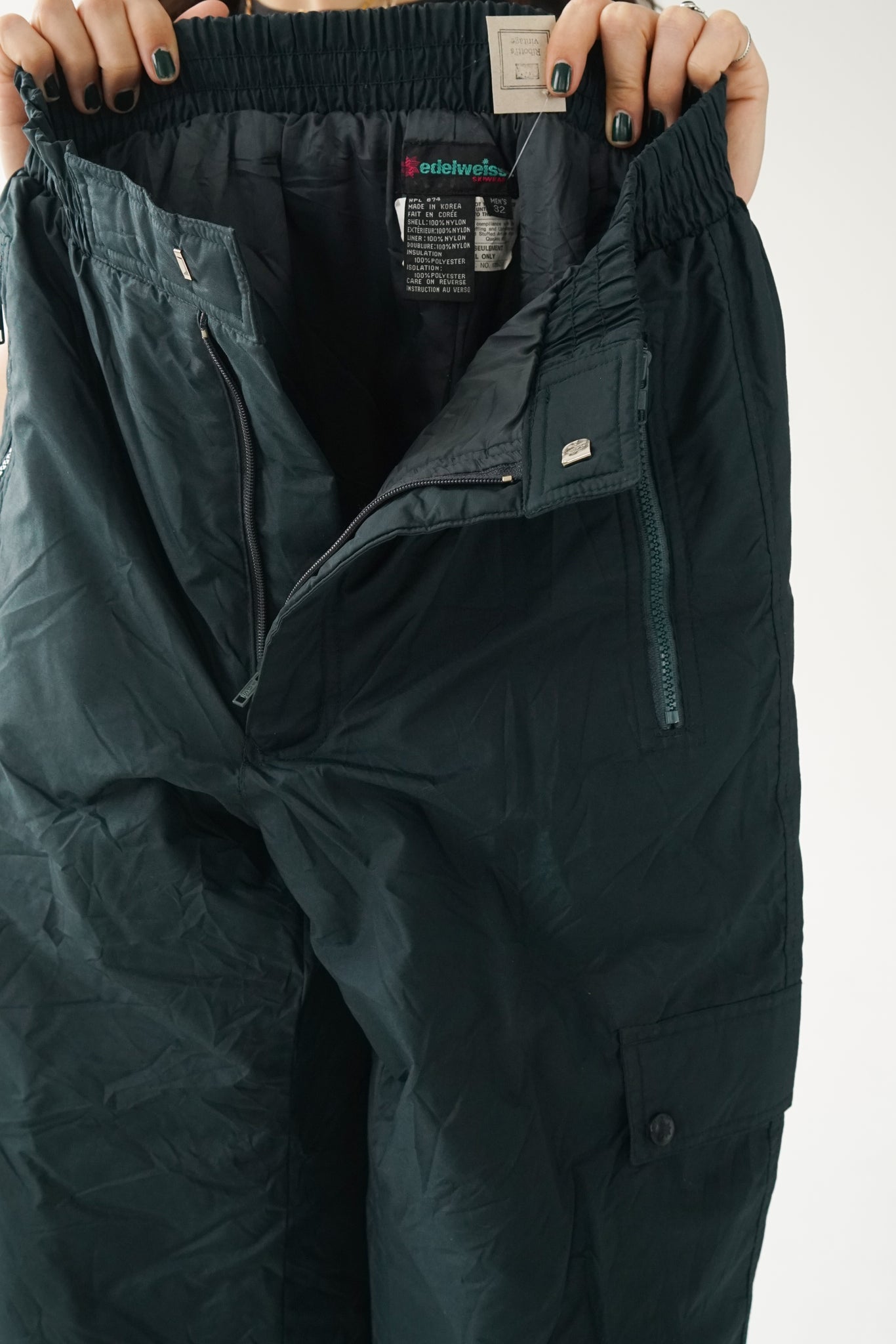 Pantalon de neige cargo Edelweiss gris/noir unisexe taille 32 (S-M