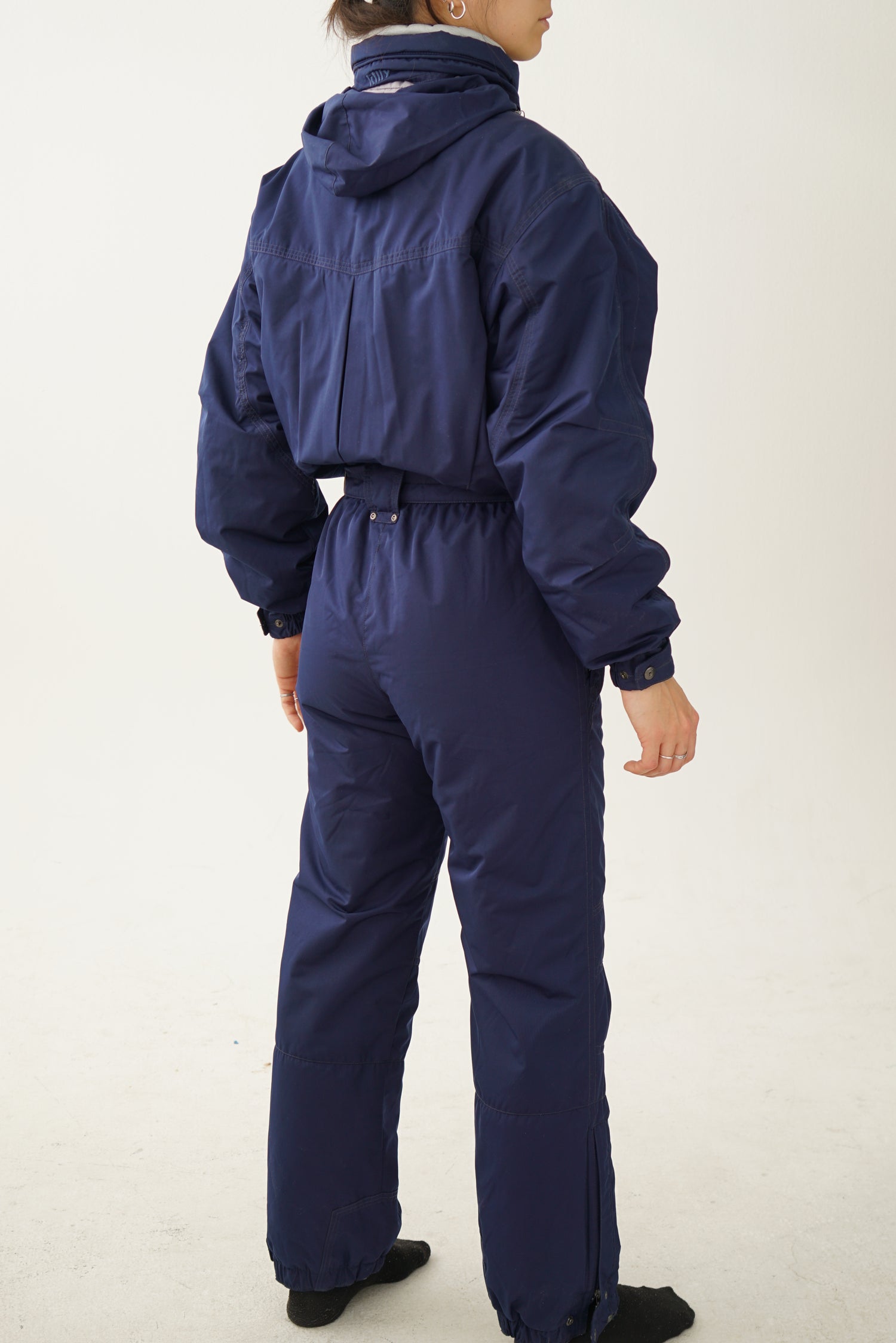 Vintage one piece Killy ski suit, dark blue snow suit size 8