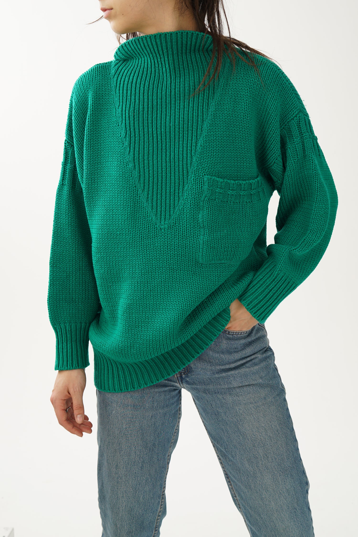 Tricot vintage Dynamite à col montant vert M-L