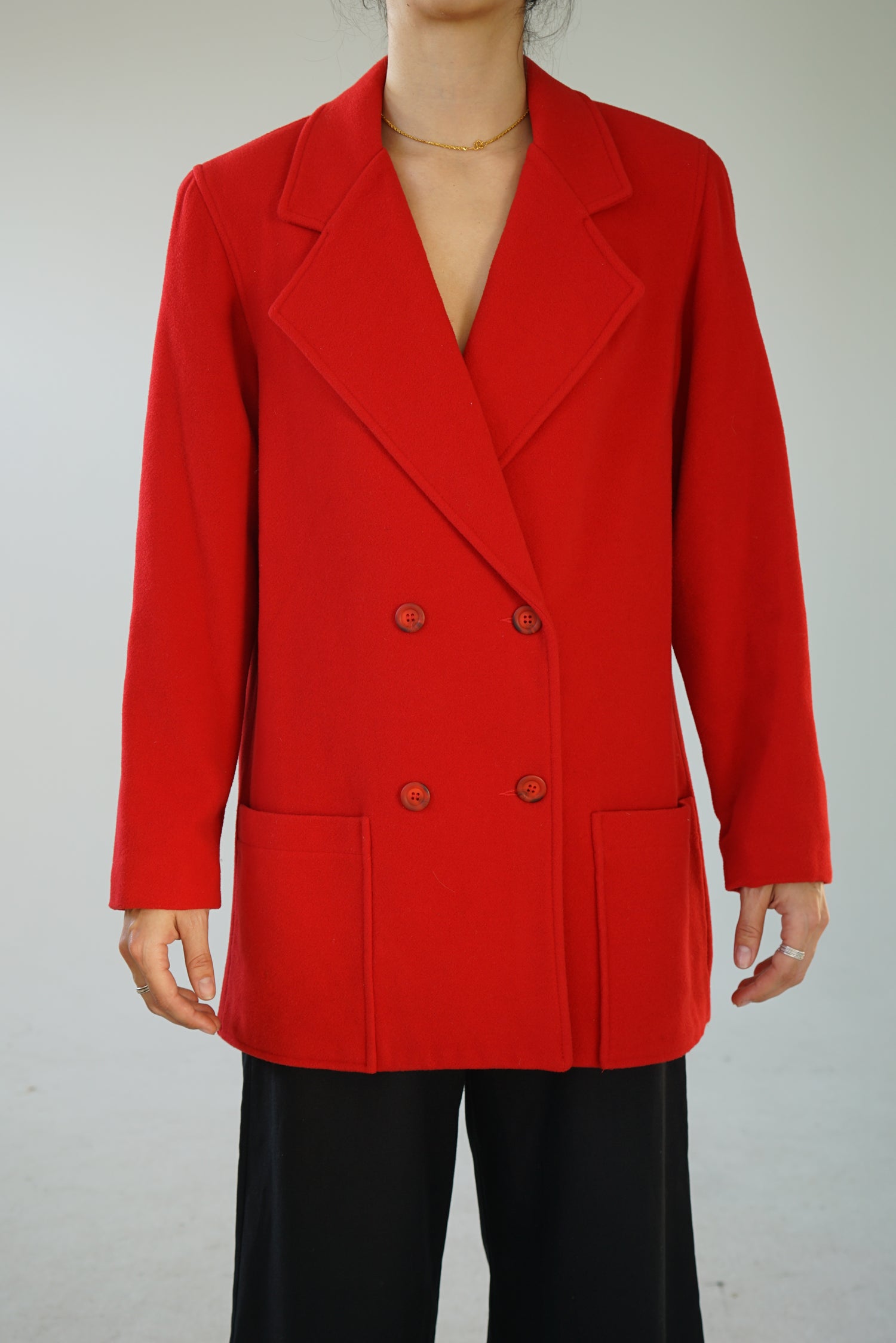 Manteau veston La Redoute en mélange de cachemire et laine rouge