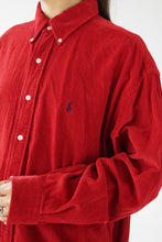 Load image into Gallery viewer, Chemise vintage Polo en corduroy rouge par Ralph Lauren pour homme taille XL
