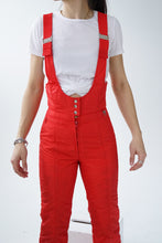 Charger l&#39;image dans la galerie, Pantalon de neige salopette vintage rouge Skyr pour femme taille XS
