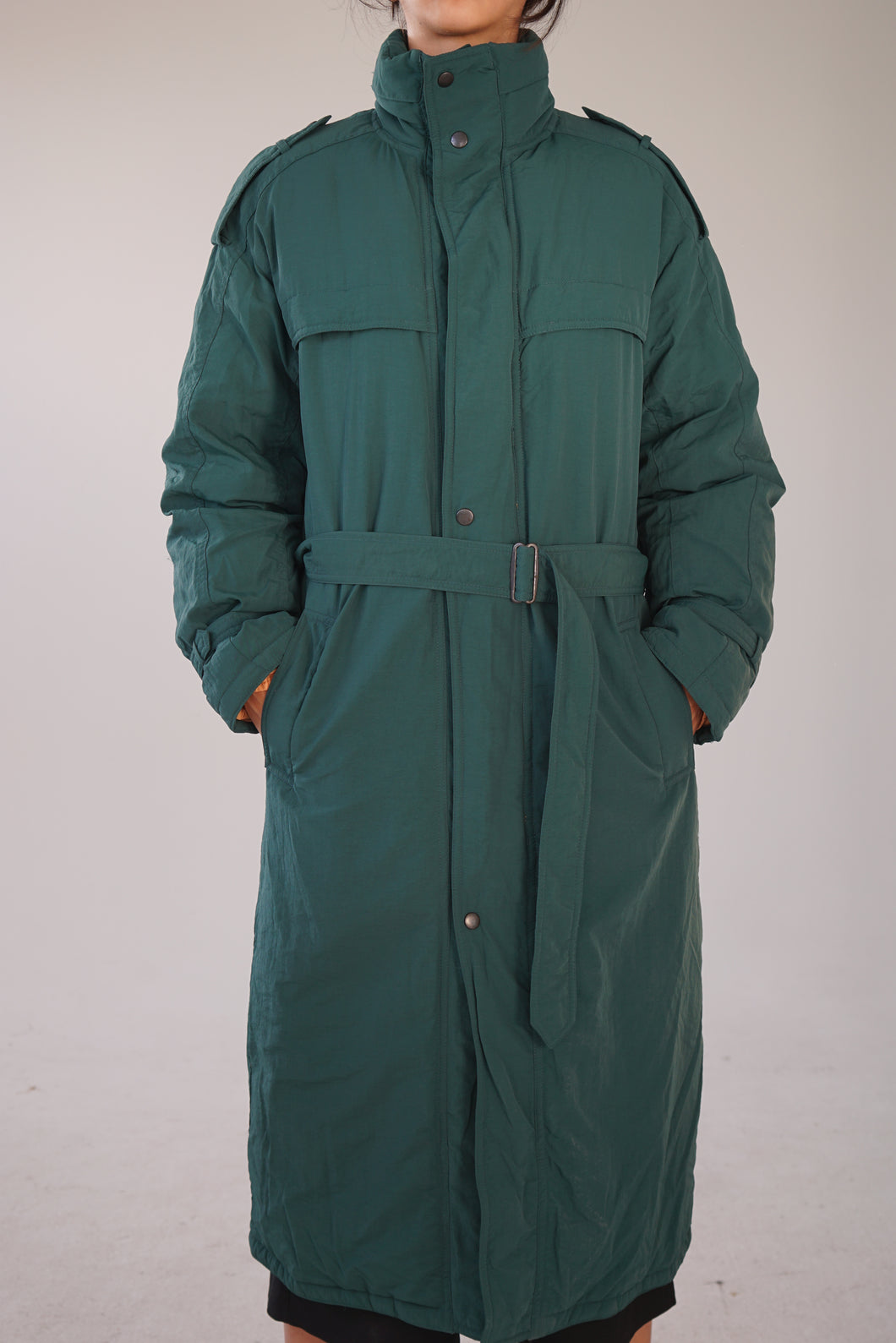 Manteau long en duvet style trench coat