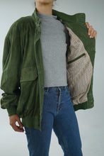 Charger l&#39;image dans la galerie, Manteau vintage en suède vert kaki style Peaky Blinders
