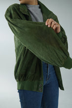 Charger l&#39;image dans la galerie, Manteau vintage en suède vert kaki style Peaky Blinders
