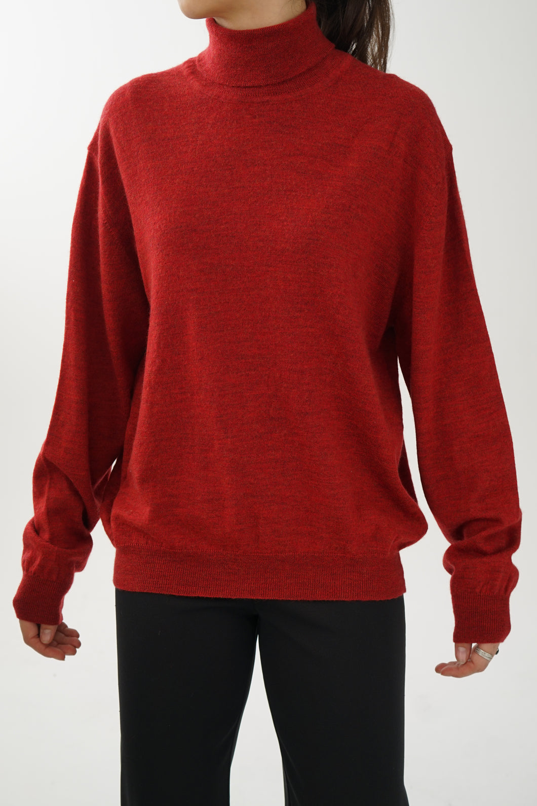 Red wine turtleneck sweater in pure virgin wool Mino Lombardi for men L-XL