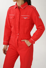 Charger l&#39;image dans la galerie, One piece vintage 60s Fusalp ski suit, snow suit léger rouge pour femme taille S
