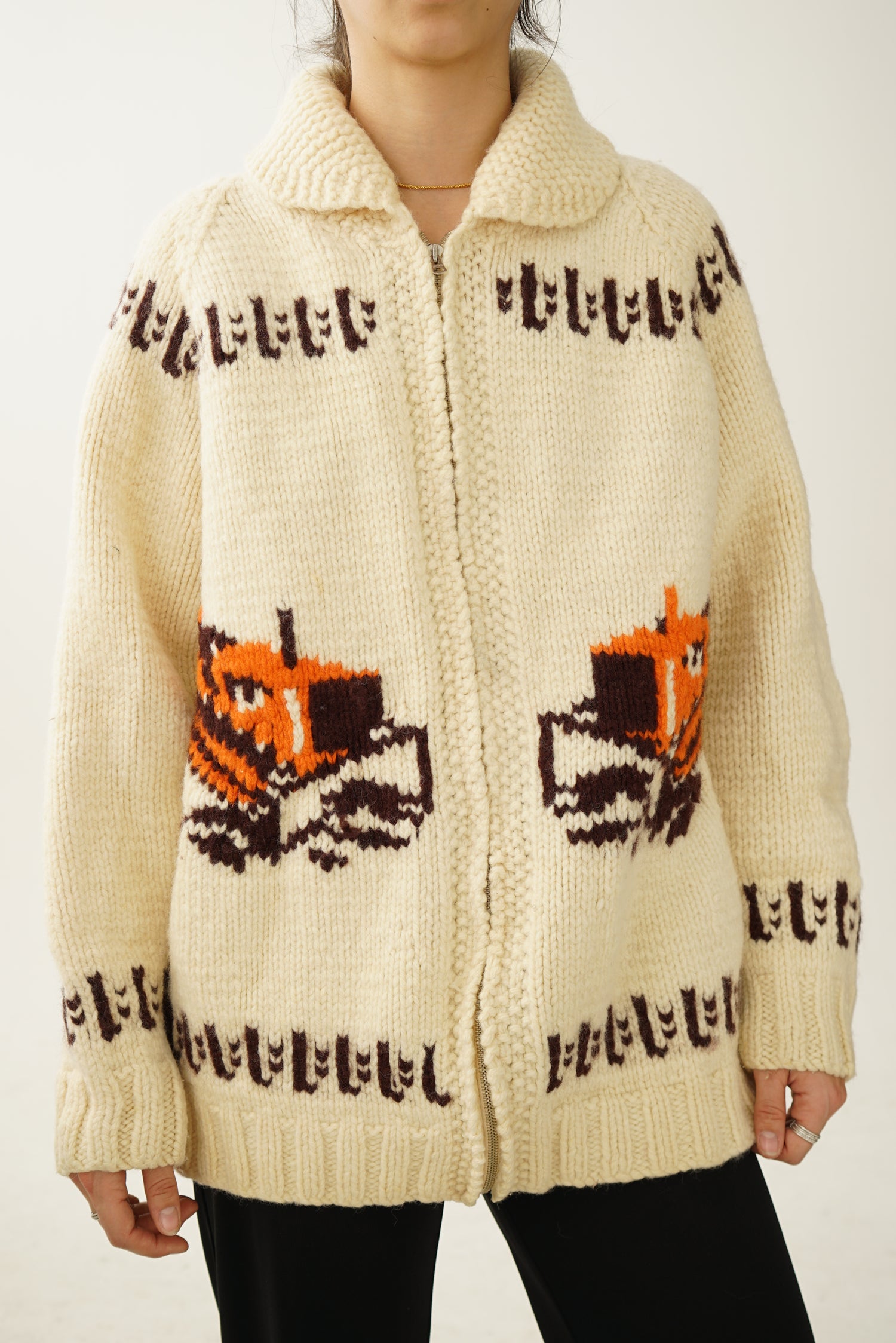 Manteau tricot en laine vintage Déneigeur L