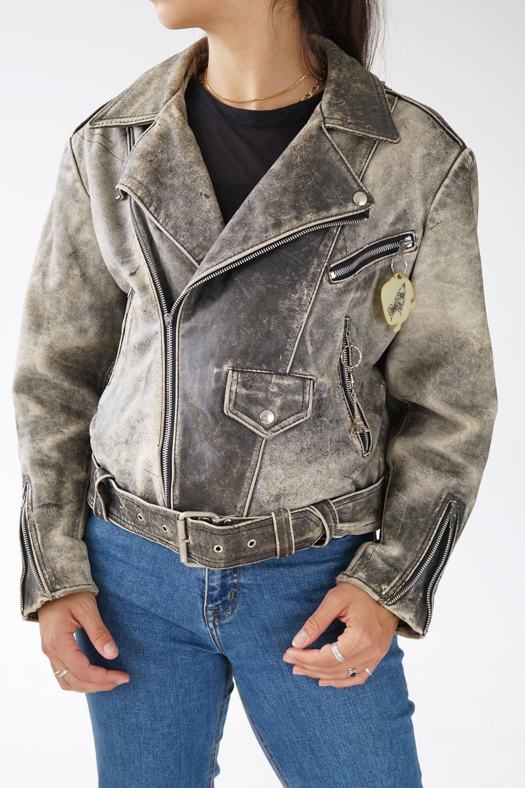 Leather jack en cuir vintage Due West unisex taille M