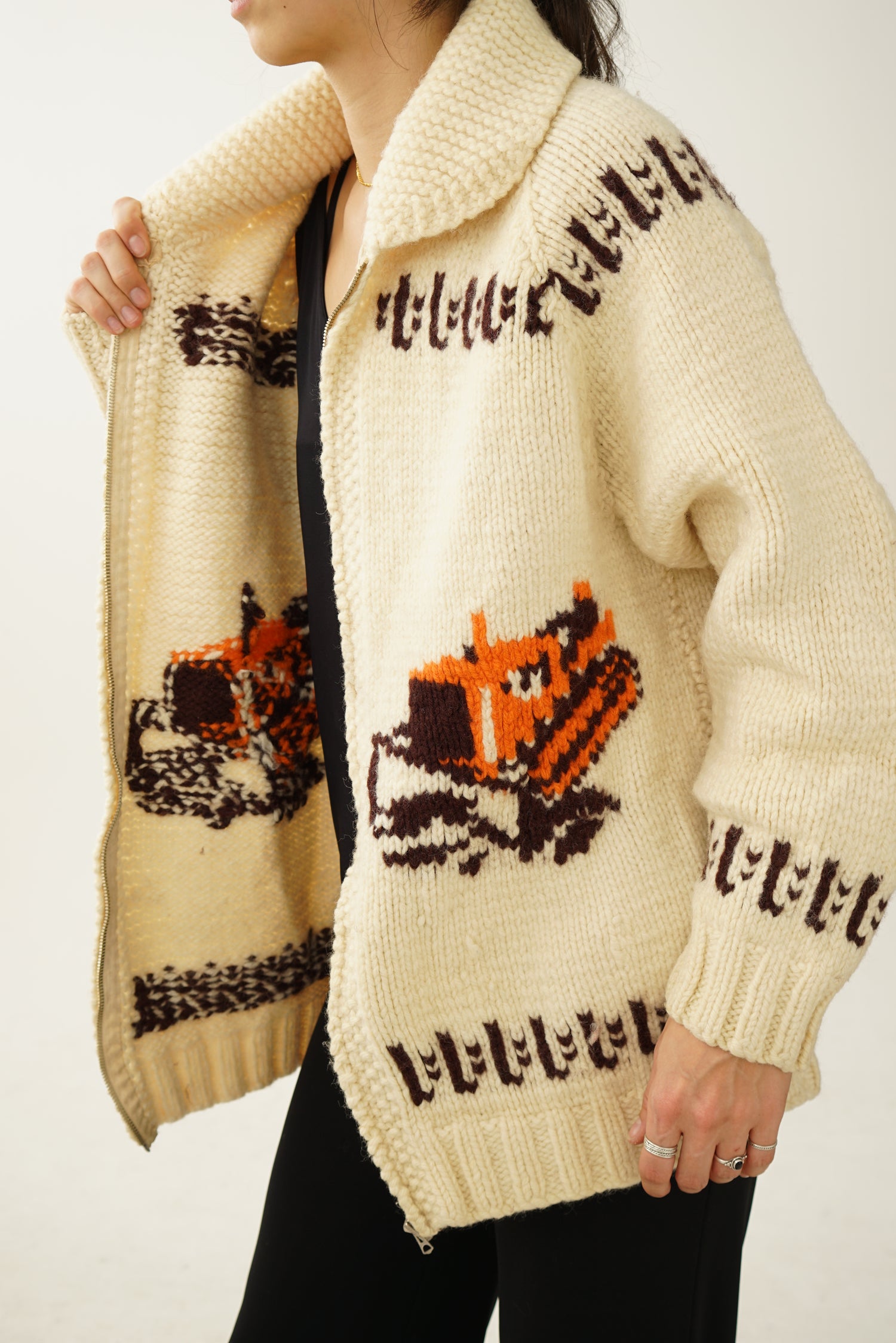 Manteau tricot en laine vintage Déneigeur L