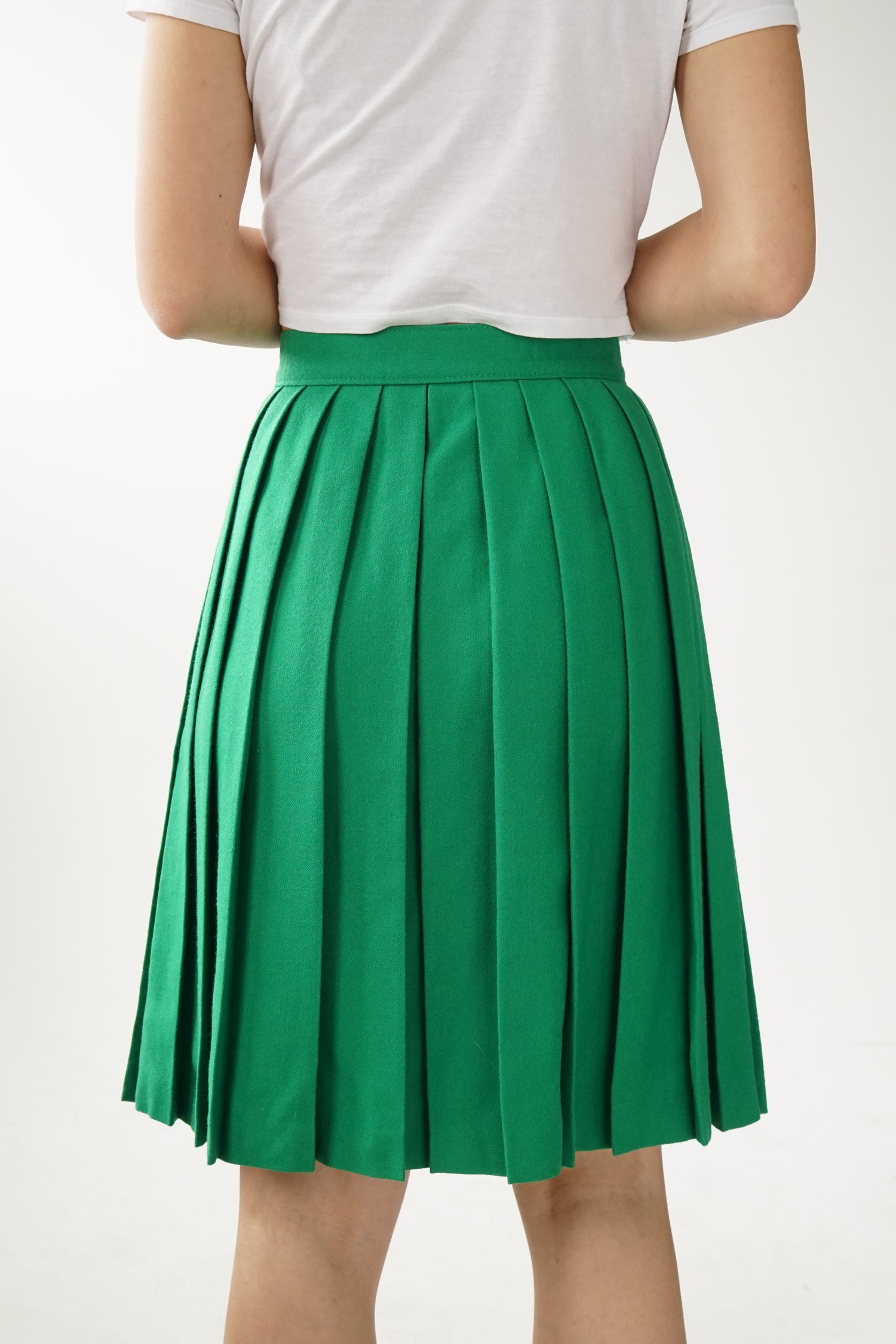 Jupe d'écolière vintage verte fait au Canada taille XS
