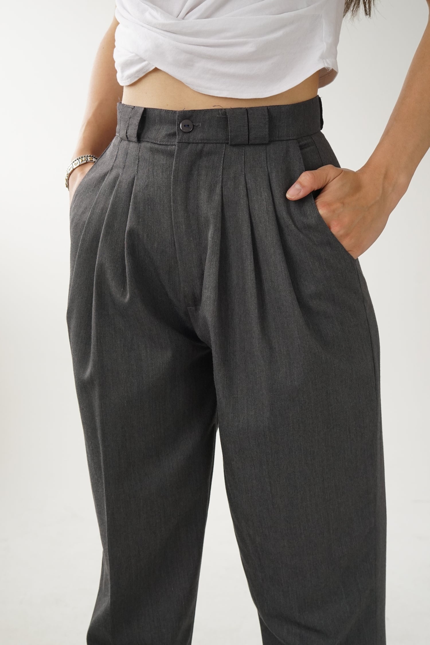 Pantalon classique gris Club Sanjak pour femme taille 10 (S)