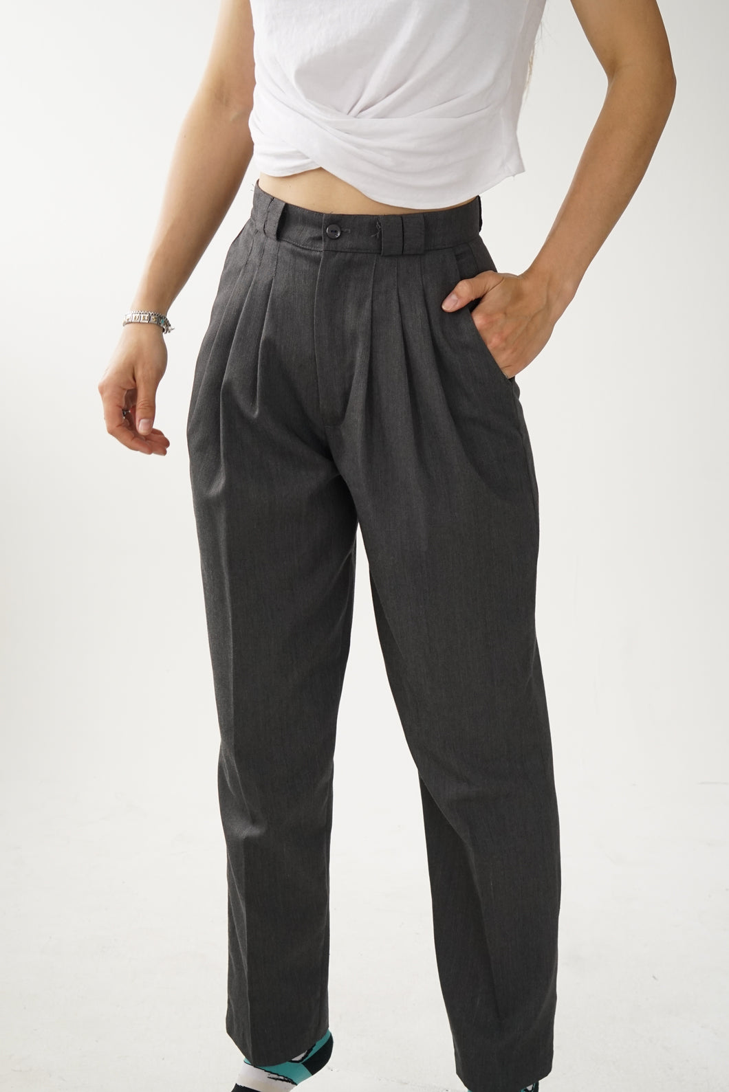 Pantalon classique gris Club Sanjak pour femme taille 10 (S)