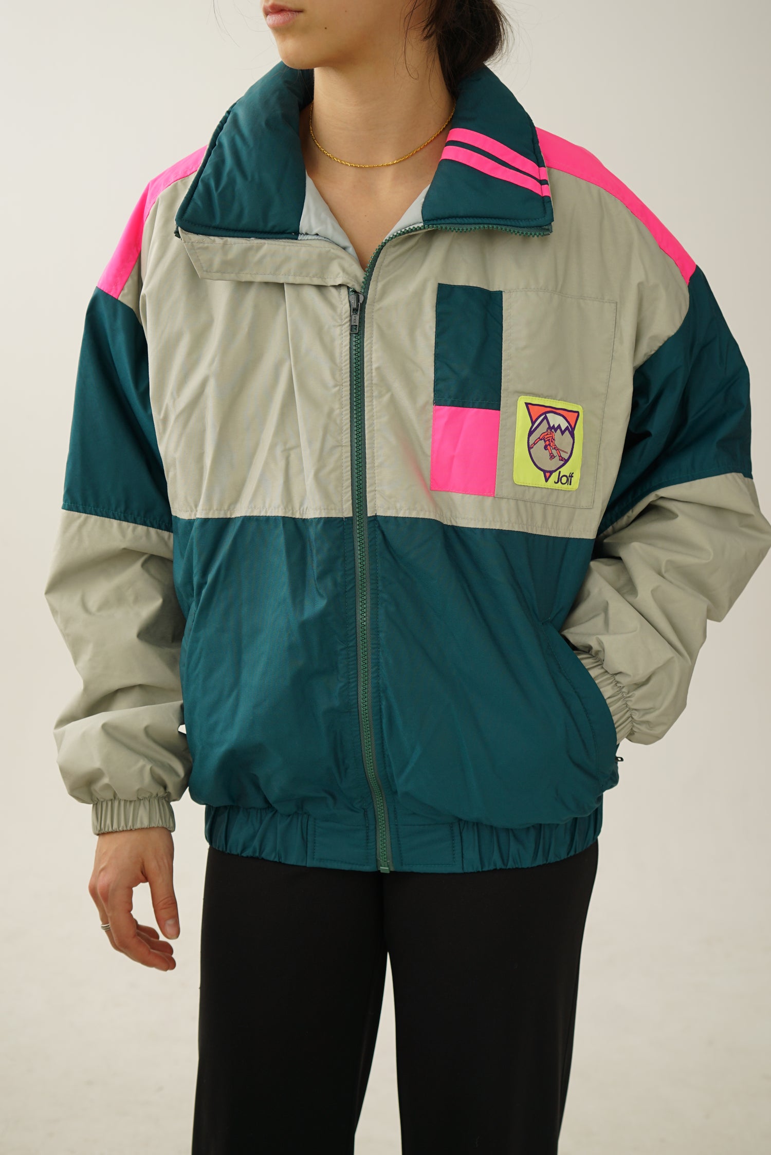 Insane Joff coat green and neon pink